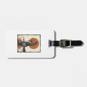 Vintage Walking Figure Sunset Reflection Vector Ar Luggage Tag