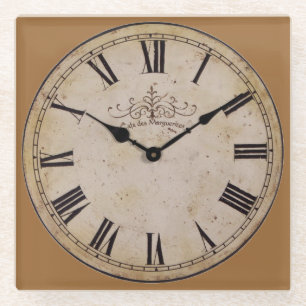 Vintage Wall Clock Glass Coaster