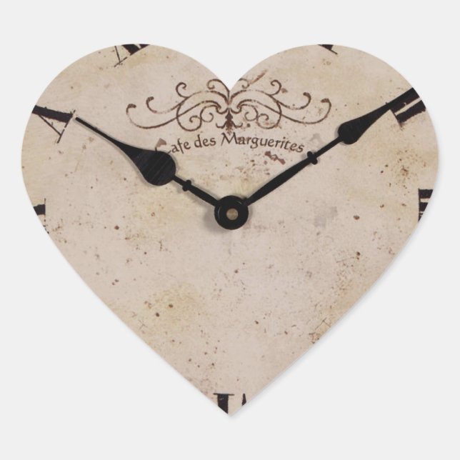 Vintage Wall Clock Heart Sticker (Front)