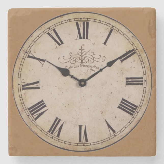 Vintage Wall Clock Stone Coaster (Front)
