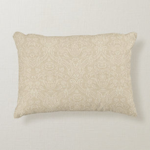 Vintage Wallpaper Beige Floral Elegant Damask Decorative Cushion