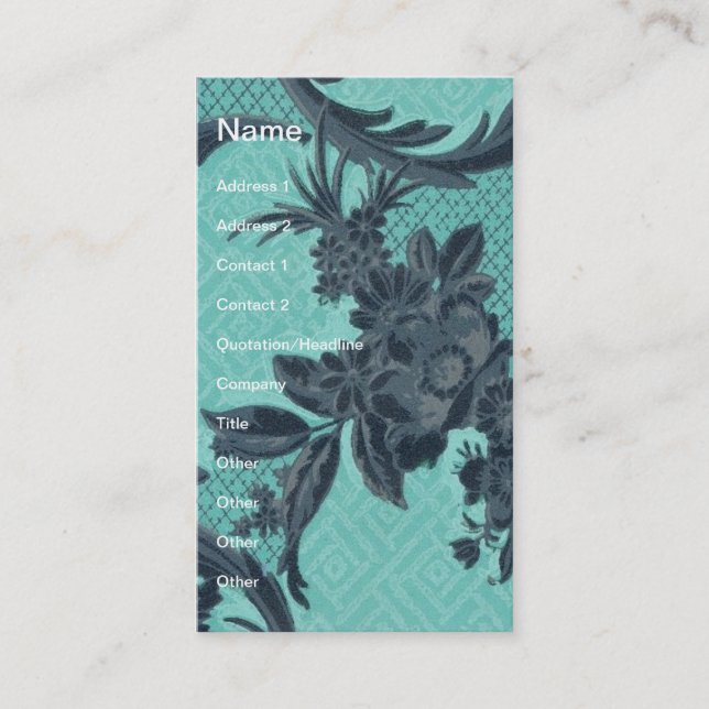 Vintage Wallpaper Floral Business Card (Front)