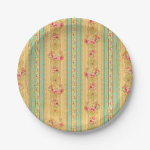 Vintage wallpaper look paper plates