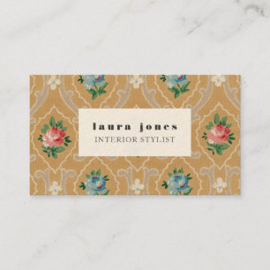 Vintage Wallpaper Pattern Hair Stylist Template Business Card