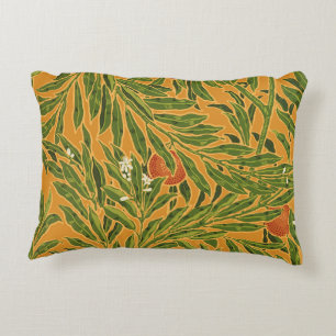 Vintage wallpaper pattern orange tree artwork decorative cushion