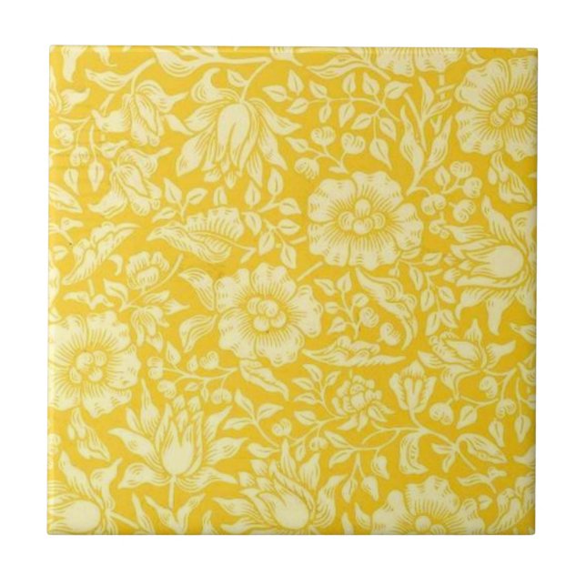 Vintage Wallpaper Pattern, Yellow Mallow Tile (Front)
