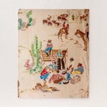Vintage Wallpaper with Cowboys - 520 piece