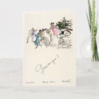 Vintage Walt Kuhn 1935 Christmas Dance Party Card