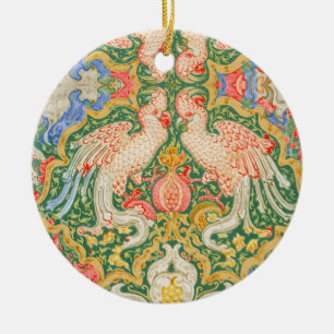 Vintage Walter Crane Cockatoo and Peacock Art Ceramic Tree Decoration