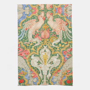 Vintage Walter Crane Cockatoo and Peacock Art Tea Towel