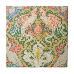 Vintage Walter Crane Cockatoo and Peacock Art Tile