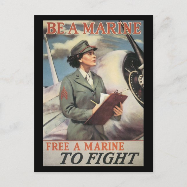 Vintage War Postcards, Woman Marines Postcard (Front)