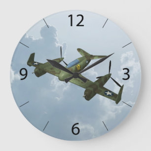 Vintage Warbird Flight Military Aviation Art Large Clock