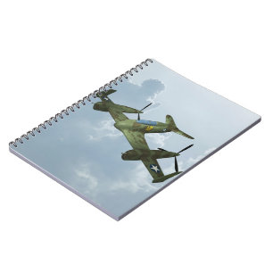 Vintage Warbird Flight Military Aviation Art Notebook
