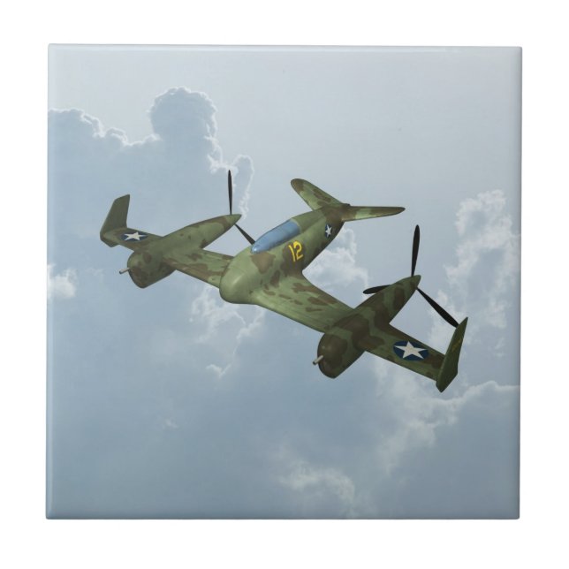 Vintage Warbird Flight Military Aviation Art Tile (Front)