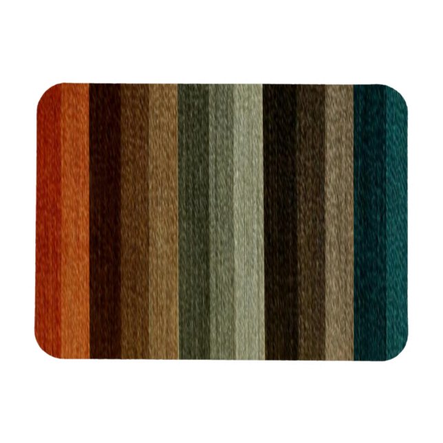 Vintage Warm Autumn Striped Pattern, Earth Tones Magnet (Horizontal)