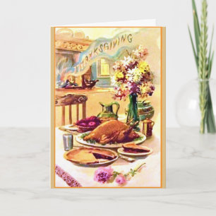 Vintage - Warm Thanksgiving Wishes, Holiday Card