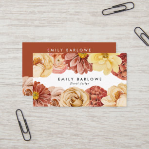 Vintage Warm Watercolor Floral Business Card