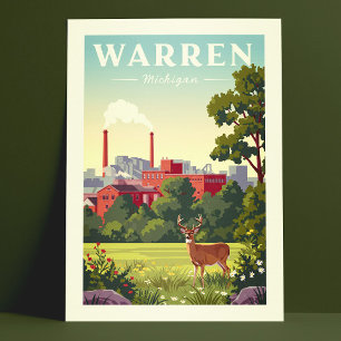 Vintage Warren Michigan Postcard