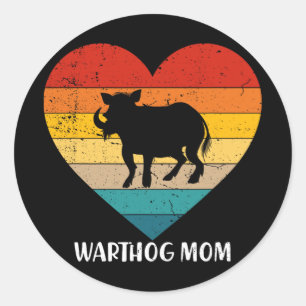 Vintage Warthog Mum Mother's Day Animal Lover  Classic Round Sticker