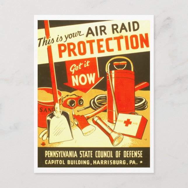 Vintage Wartime Air Raid Protection Postcard (Front)