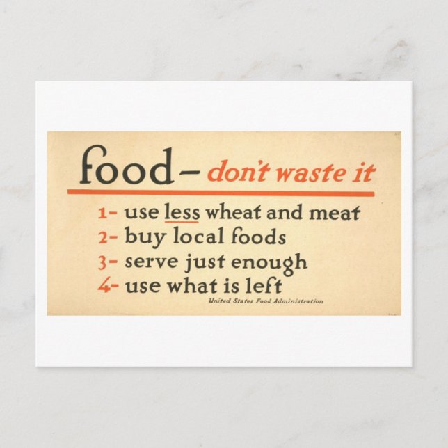 Vintage Wartime Food Waste Postcard (Front)