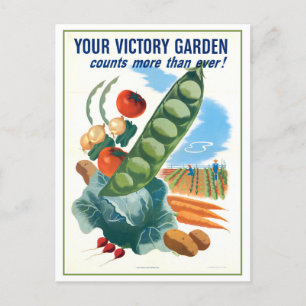 Vintage Wartime Victory Garden Postcard