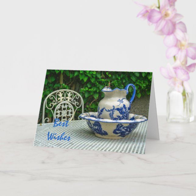 Vintage Wash Jug And Basin Card (Orchid)