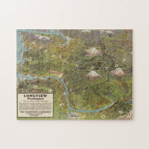 Vintage Washington and Oregon Pictorial Map (1923) Jigsaw Puzzle