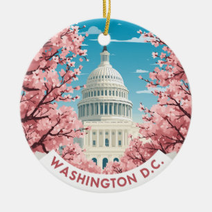 Vintage Washington D.C. Cherry Blossom Ceramic Tree Decoration