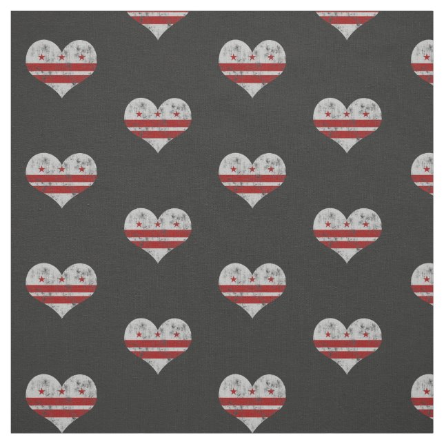Vintage Washington D.C. Flag Hearts Fabric (Swatch)