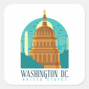 Vintage Washington D.C. United States Capitol Square Sticker