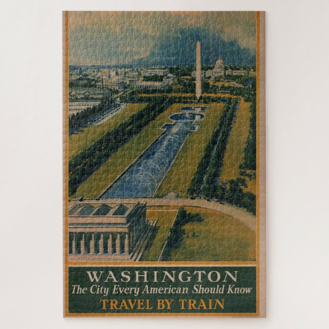 Vintage Washington DC Travel Poster Jigsaw Puzzle (Vertical)