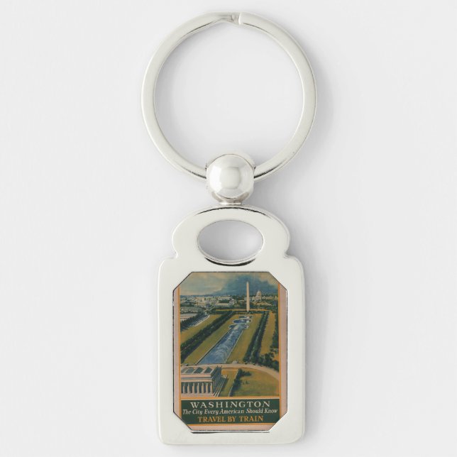 Vintage Washington DC Travel Poster Key Ring (Front)