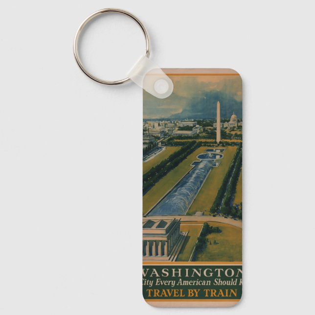 Vintage Washington DC Travel Poster Key Ring (Front)