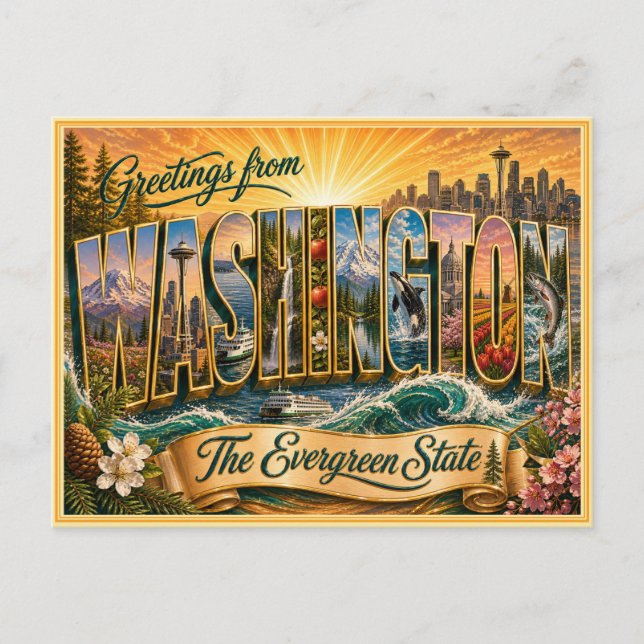 Vintage Washington Greeting From Postcard (Front)