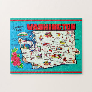 Vintage Washington Map 11x14 Jigsaw Puzzle