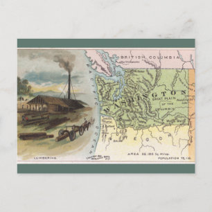 Vintage Washington Map Postcard