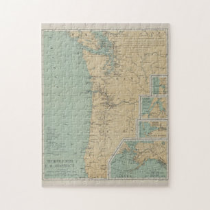 Vintage Washington & Oregon Lighthouse Map (1898) Jigsaw Puzzle