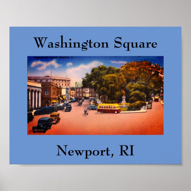 Vintage Washington Square, Newport, Rhode Island Poster (Front)