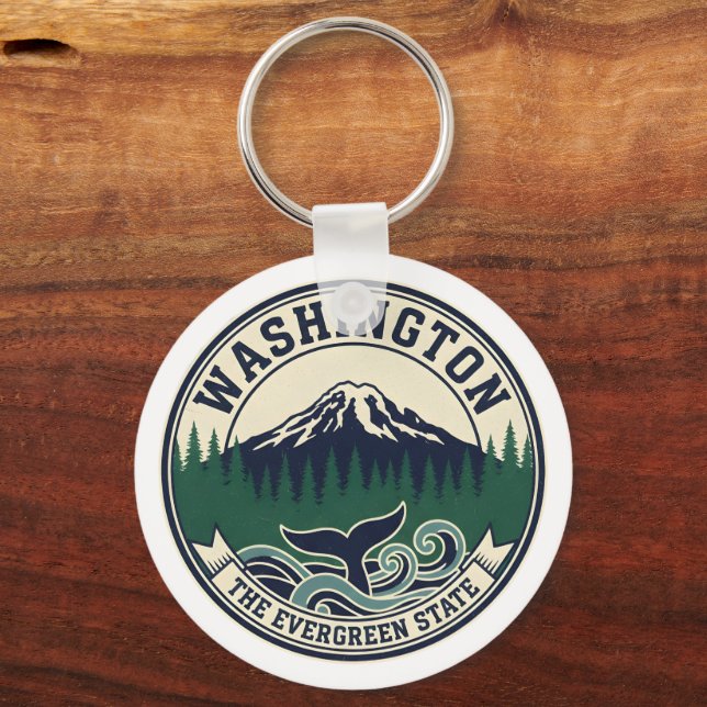 Vintage Washington State Emblem  Key Ring (Back)
