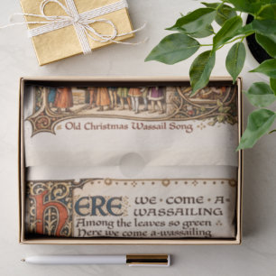 Vintage Wassail Song Illuminated Manuscript Art Tissue Paper