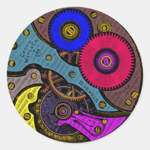 Vintage Watch Movement and Gears Classic Round Sticker