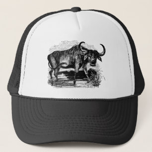 Vintage Water Buffalo Retro Bison Illustration Trucker Hat