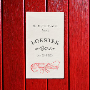 Vintage  water color - red lobster paper guest tow napkin