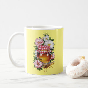 Vintage Water colour Honey Jar Flowers nostalgia  Coffee Mug