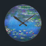 Vintage Water Lilies by Claude Monet Round Clock<br><div class="desc">Vintage Water Lilies by Claude Monet Postcard. Beautiful oil on canvas painting of a pond with water lilies in Giverny France.</div>