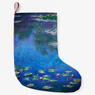 Vintage Water Lilies by Claude Monet Small Christmas Stocking