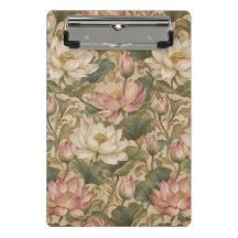 Vintage Water Lotus Botanical Floral Pattern