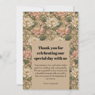 Vintage Water Lotus Botanical Floral Pattern Thank You Card